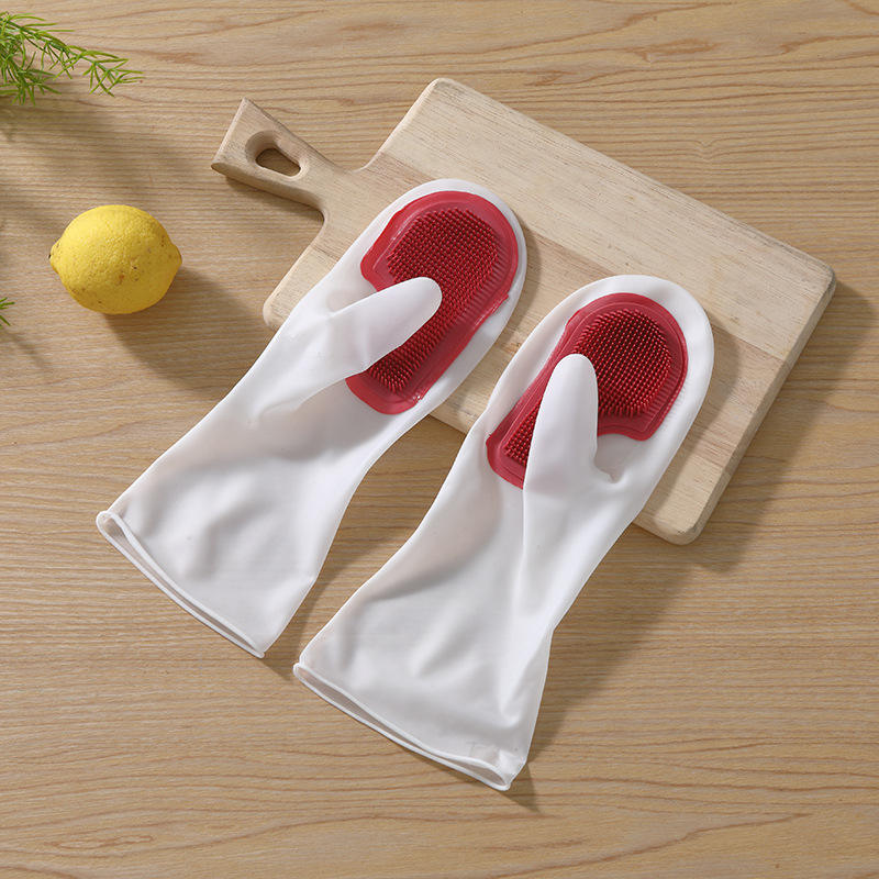 Hot Sale Multifunction Rubber Latex Foaming Rich Dishes and Laundry Waterproof Kitchen Cleaning Glove Brush
