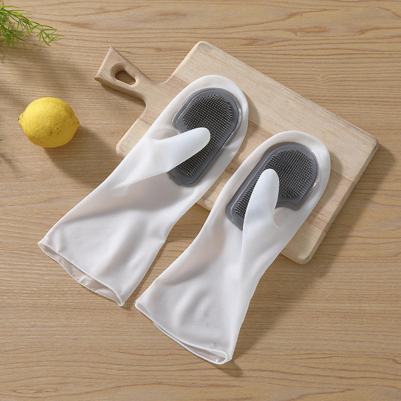 Hot Sale Multifunction Rubber Latex Foaming Rich Dishes and Laundry Waterproof Kitchen Cleaning Glove Brush