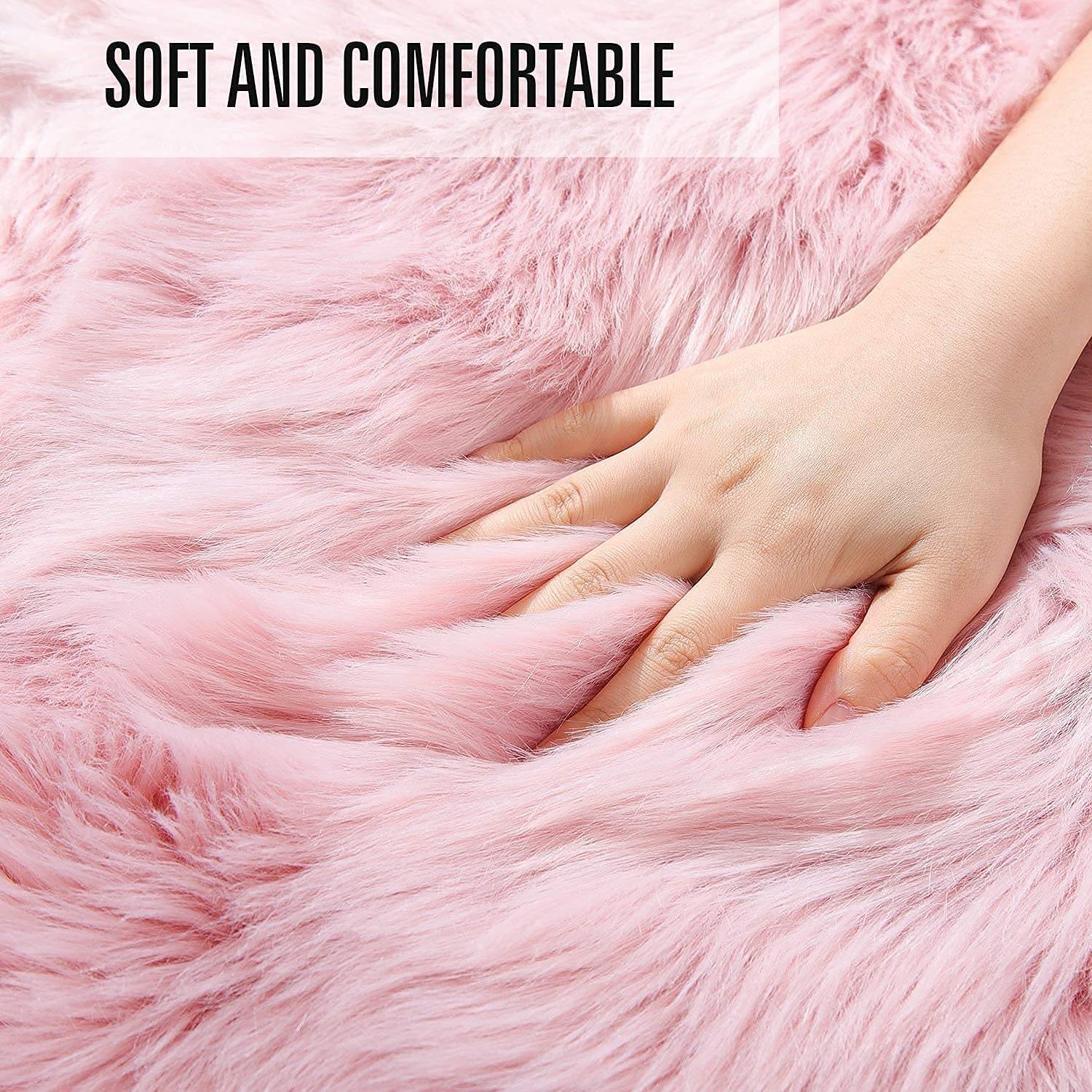 Faux Sheepskin Rug Fluffy Area Small Shaggy Rugs for Bedroom Fluffy Sofa Floor Carpet Home Decoration Pink
