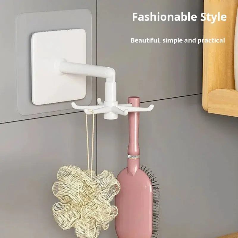 Multi-Functional Home Accessories Factory Plastic Wall Hook Storage Organizer Punch-Free Rotating Design for Kitchen Tools