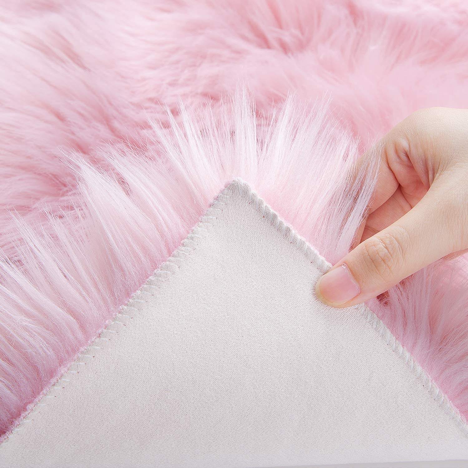 Faux Sheepskin Rug Fluffy Area Small Shaggy Rugs for Bedroom Fluffy Sofa Floor Carpet Home Decoration Pink